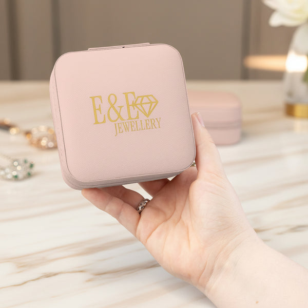 Compact Travel Jewelry Case – Portable Organizer with Ring Rows & Compartments